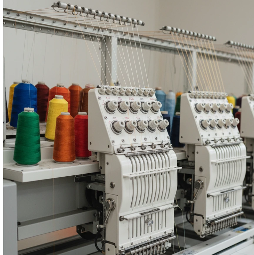 Proceso de bordado profesional