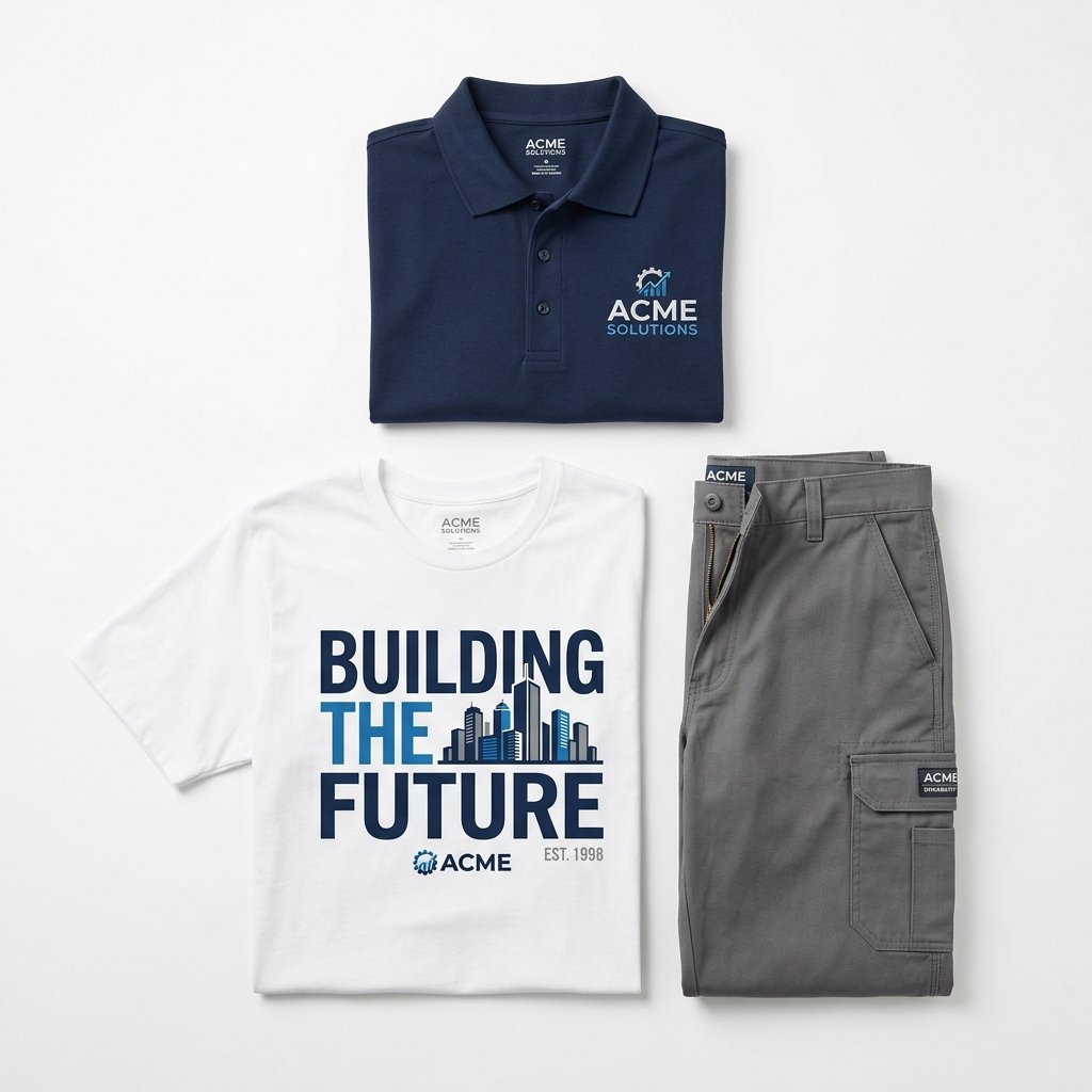 Dotación empresarial personalizada en Florián — polos bordados, camisetas y pantalones industriales